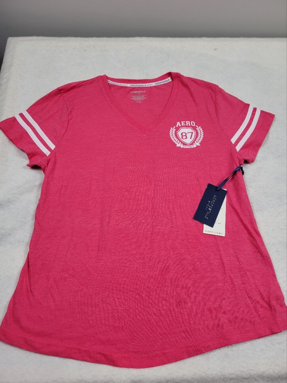 Aeropostale Sport Women's V-Neck Graphic T-Shirt "Aero 87" Pink - Size M - NWT
